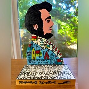 Signed 1996 Howard Finster "Abraham From a Penny" Georgia Folk Artist/Preacher